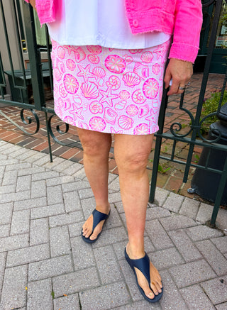 Lulu B Pink Gingham Shells Zip Skort