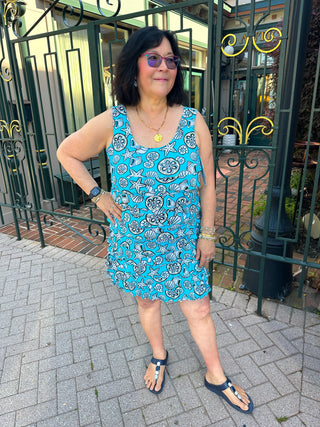 Lulu B Clear Turquoise Shells Cha Cha Dress