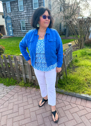 Lulu B Blue Linen Jacket