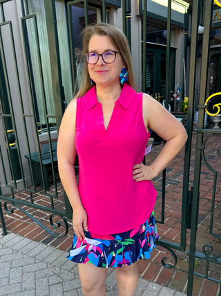 Tango Mango Cabaret Pink Sleeveless Collar Top