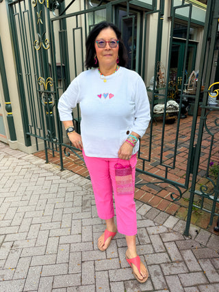 Beachtime by Lulu B Bright Hot Pink Seersucker Capri