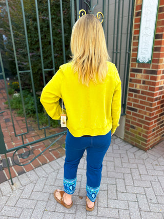 Escape by Habitat Citron French Terry Scoop Neck Button Cardigan