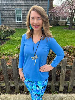 Lulu B Bright Periwinkle V-Neck Top