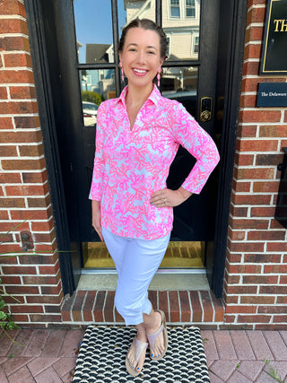 Bangladine by Lulu B White Pedal Pusher with Side Vent