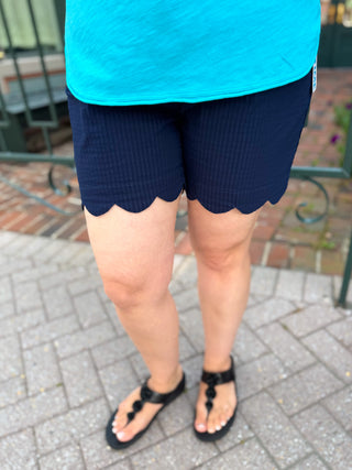 Beachtime by Lulu B Navy Seersucker Short