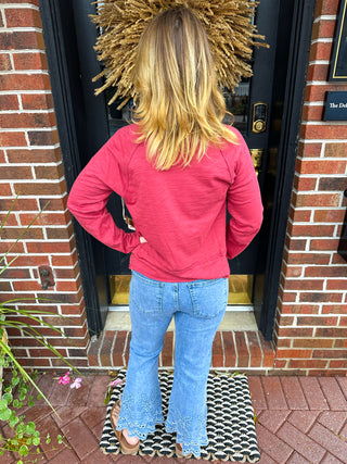 EverStretch Flare Crop with Cut-out Bottom Light Denim