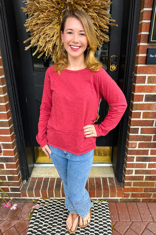 Escape by Habitat Garnet Pocket Pullover Cotton Top