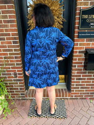 Beachtime by Lulu B Blue Palms 2-Pocket Skort