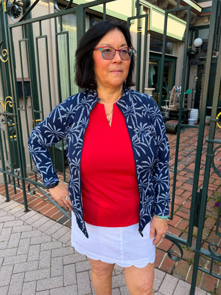 Lulu B Navy Palm Zip Jacket