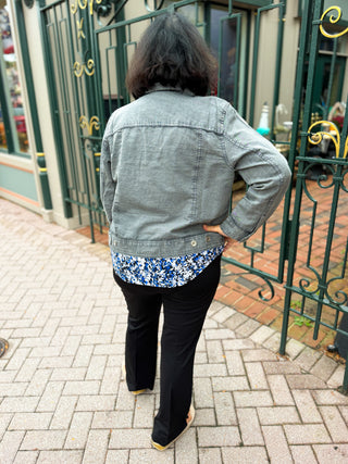 Tango Mango Washed Grey Linen Jean Jacket