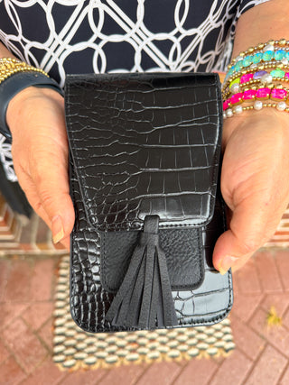 Harper Crossbody Bag Black Croc