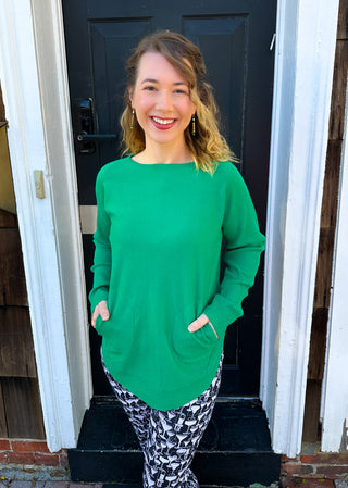 Lulu B Emerald 2-Pocket Cashmere Top