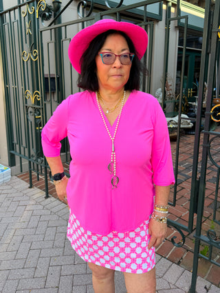 Lulu B Pink V-Neck 3/4 Sleeve Top