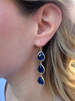 Tiered Royal Crystal Dangle Earrings