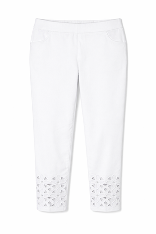 Lulu B White Denim Sparkle Flower Capri