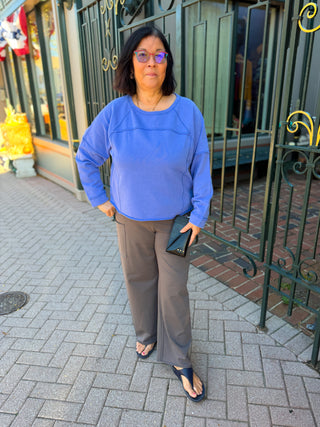 Escape by Habitat Baja Blue French Terry Raw Edge Boxy Pullover