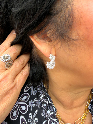 Twisted Silver and Pearl Earrings
