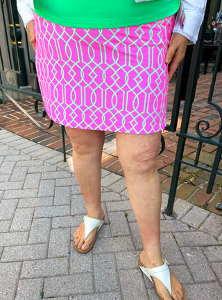 Lulu B Pink Lattice Zip Skort
