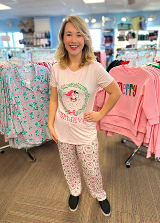 Short Sleeve Santa Pajama Set