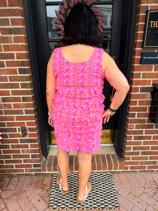 Lulu B Cha Cha Pink and Orange Chevron Tank