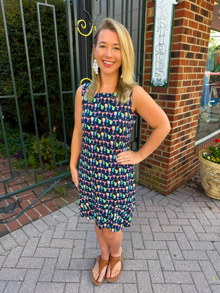 Lulu B Multicolor Cocktails Dress with Ruffle Bottom