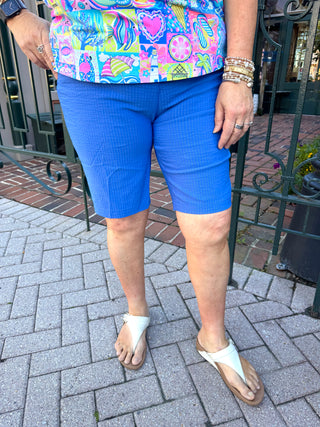 Beachtime by Lulu B Blue 10” Seersucker Short