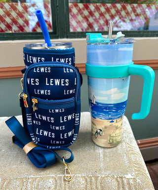 Handle Water Bottle Carrier - Navy Lewes