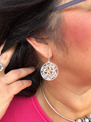 Two Tone Round Starfish Earrings