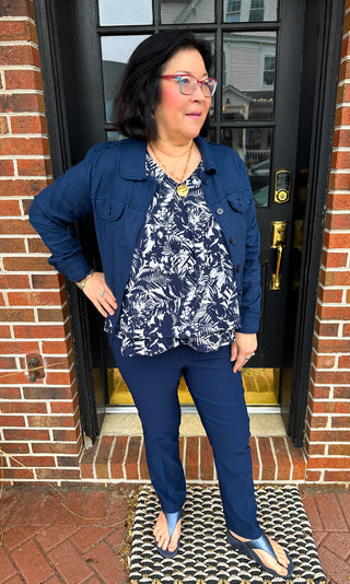 Tango Mango Stretch Linen Jacket Navy