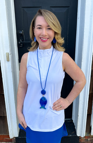 Lulu B White Sleeveless Zip Top