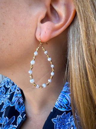 Gold and Pearl Teardrop Earrings