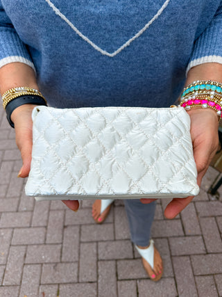 Riley Vegan Crossbody - Quilted Snow Pearl