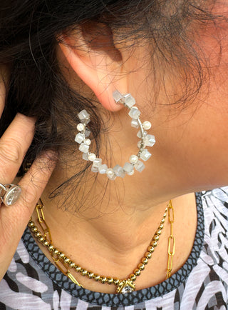 White Rock Candy Hoop Earrings