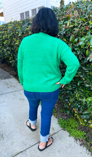 Cozy Green Margs Knit Sweater