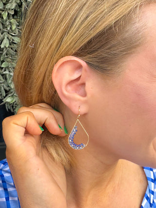 Beaded Periwinkle Tear Drop Earrings