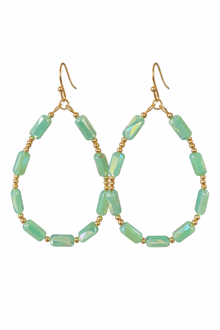 Teal Beaded Teardrop Earrings