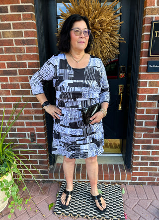 Tango Mango Classic Patchwork Long Sleeve Cha Cha Dress M