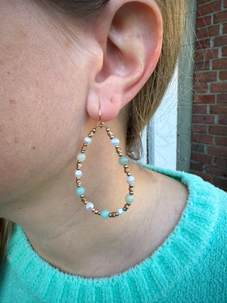 Seafoam and Pearl Teardrop Earrings