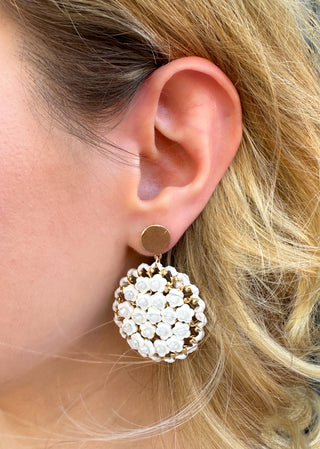 White Circle Earrings