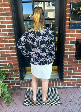 Beachtime by Lulu B Black and Stone Palms Full Zip Jacket