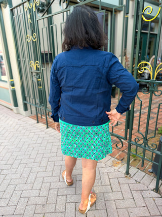 Tango Mango Stretch Linen Jacket Navy