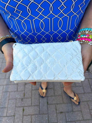 Riley Vegan Crossbody - Quilted Snow Pearl