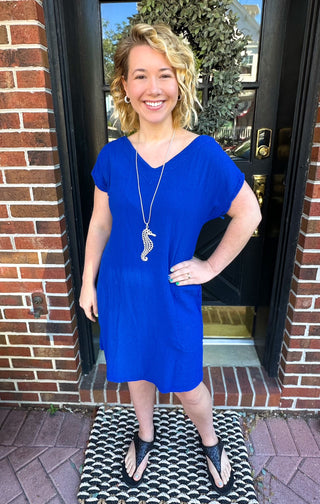 Oh My Gauze Beach Dress Cobalt Blooming Boutique Oh My Gauze Beach Dress Cobalt Blooming Boutique
