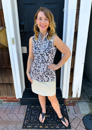 Beachtime by Lulu B Black and Tan Sleeveless Zip Up