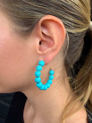 Turquoise Beaded Hoop Earrings