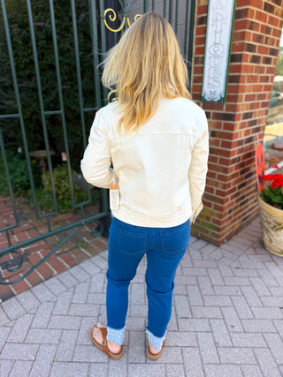 Escape by Habitat Pearl Knit Denim Zip Front Jacket