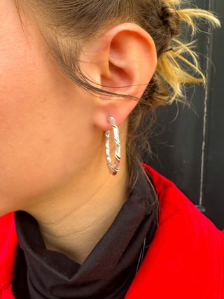 Silver Curly Hoop Earrings