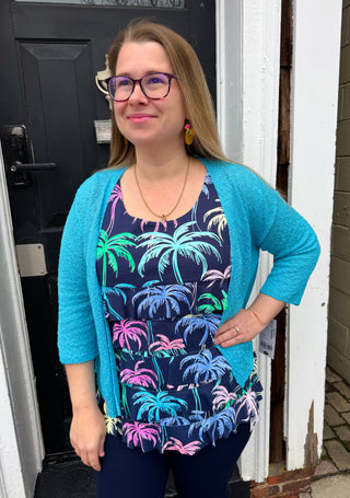 Beachtime by Lulu B Cha Cha Tank Multicolor Palms