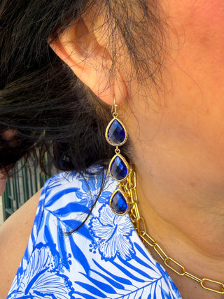 Tiered Royal Crystal Dangle Earrings