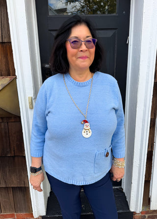 Lulu B Clear Periwinkle Chenille Sweater